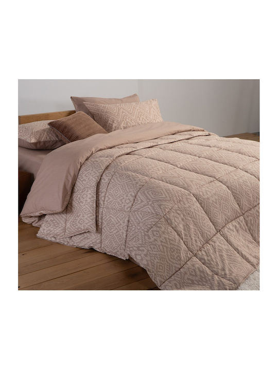 Nef-Nef Homeware Πάπλωμα Υπέρδιπλο με Γέμιση Microfiber 220x240εκ. Orion Beige 330 GSM