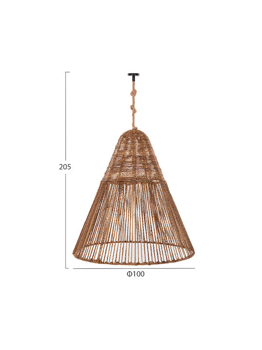 HomeMarkt Pendant Light Brown Boho with Rope for Socket E27 100x100x100cm
