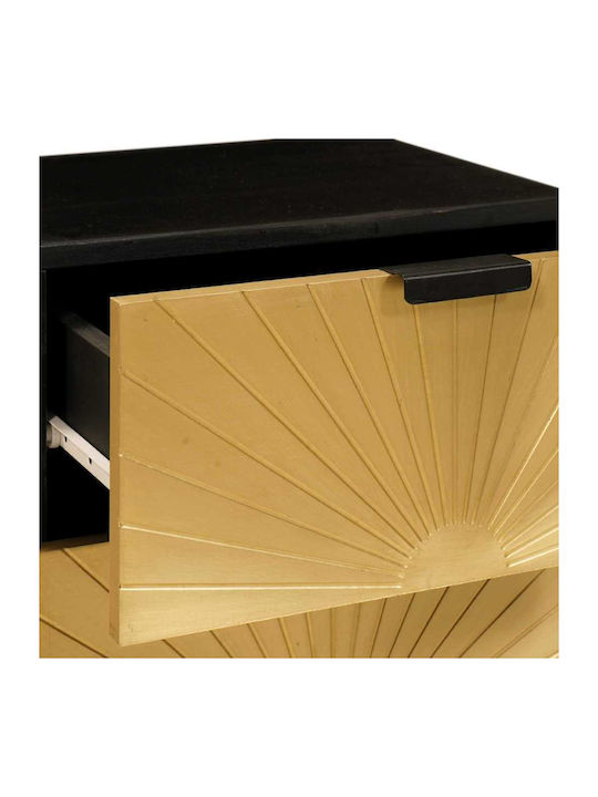 Noptiere din Lemn Masiv Negre 2buc 40x33.5x46cm