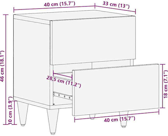 Комоди Черен 2бр 40x33.5x46см