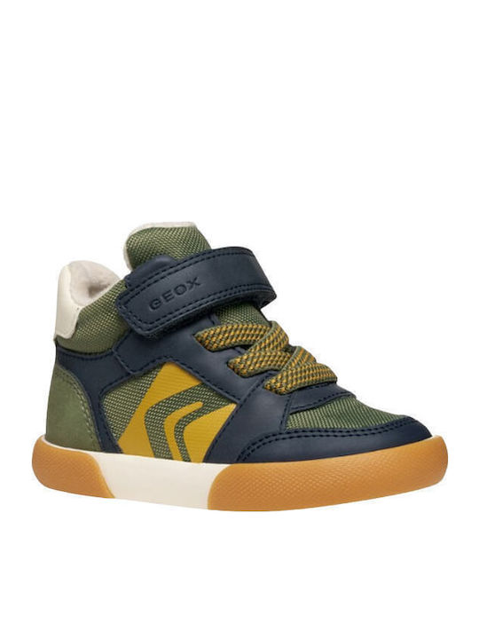 B Gisli Anatomical Leather Kids Boots with Velcro Khaki