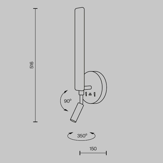 Maytoni Modern Lamp Wall with Integrated LED and Cool White Light Black 51.6x9.6x15cm