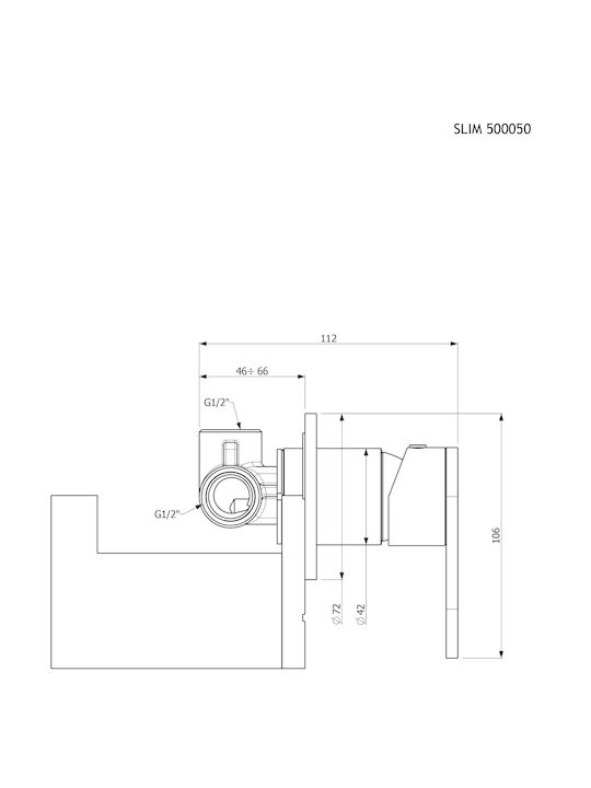 Armando Vicario Slim Built-in Mixer & Shower Head Set for for Bathroom Sink 1 Exit Inox Black