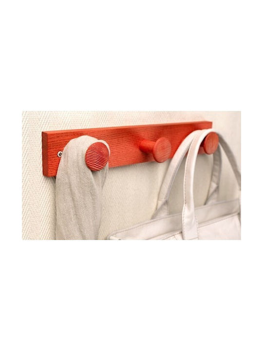 Inofix Agățător De Perete Din Lemn Cu 3 Compartimente Roz 36x6x6cm