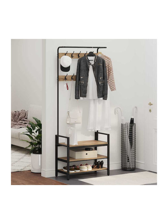 Entry Furniture with Hanger Coffee 75x34x184cm