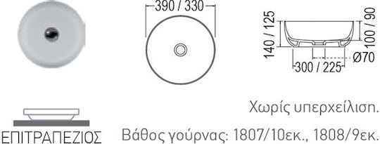 Scarabeo Επικαθήμενος Νιπτήρας Πορσελάνης 39x39cm Glossy
