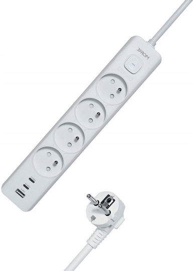 Energenie Steckdosenleiste 4 Steckdosen mit USB-A und Kabel 1,5 m