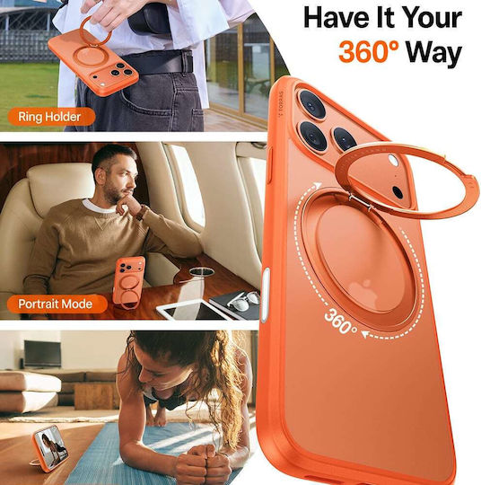 Torras Ostand Pro Umschlag Rückseite Silikon Orange (iPhone 17 Pro Max)