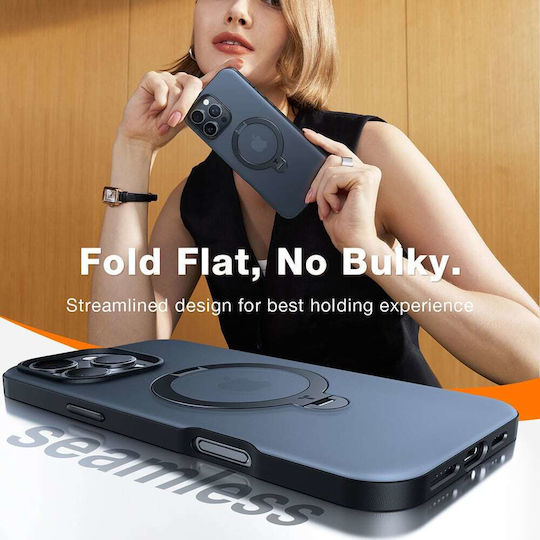 Torras Ostand Spin Umschlag Rückseite Silikon Schwarz (iPhone 17 Pro)