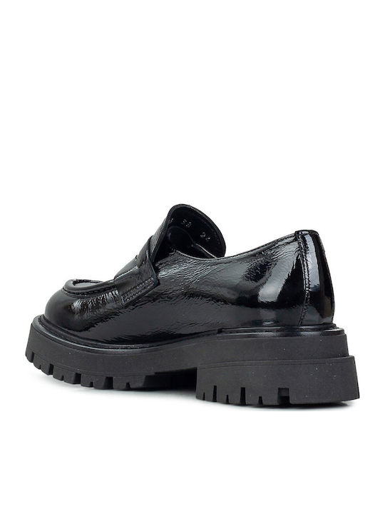 Δερμάτινα Γυναικεία Loafers σε Μαύρο Χρώμα