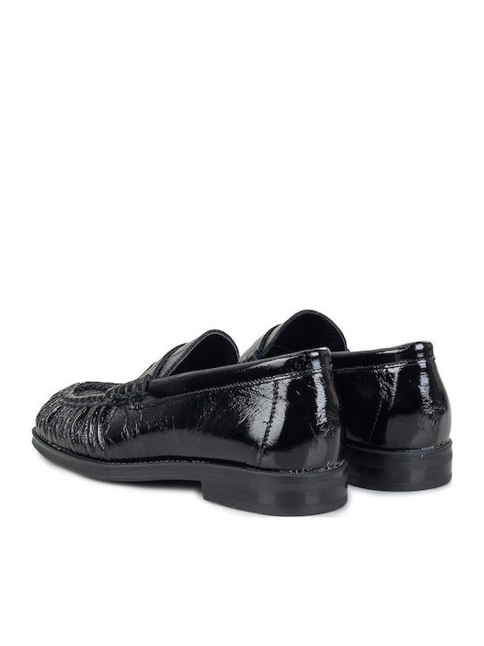 Δερμάτινα Γυναικεία Loafers σε Μαύρο Χρώμα