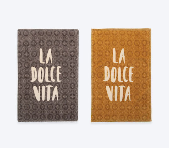 Nef-Nef Homeware La Dolce Vita Tea Towel in Yellow Color 40x60cm Nef-Nef Homeware La Dolce Vita Tea Towel in Yellow Color 40x60cm