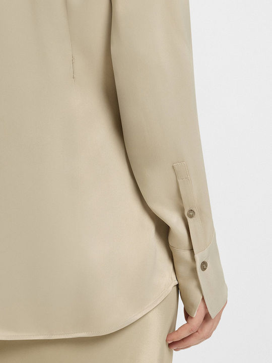 Women's Blouse Satin Beige