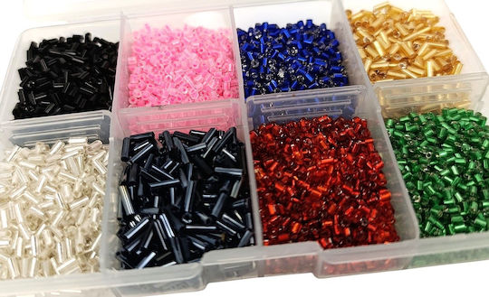 Set Case 8 Slots with Variety of Glass Beads Tubes ~6000pcs 30-22mm