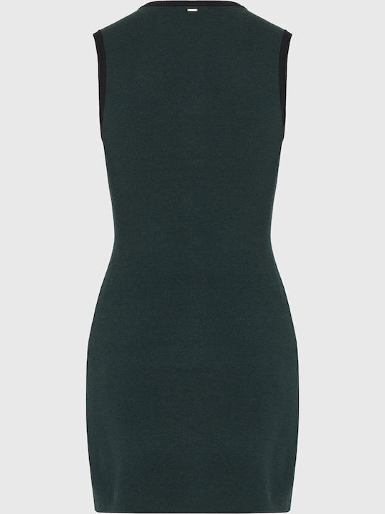 Mini Hemdkleid Gestrickt Grünes FBL012-106-13 Deep Emerald