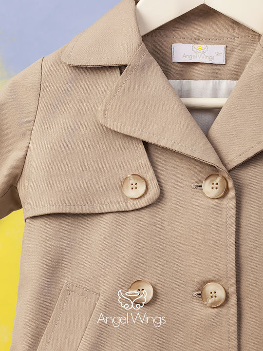 Baptism Coat for Boy Beige 330192 Angel Wings Aw-3301902