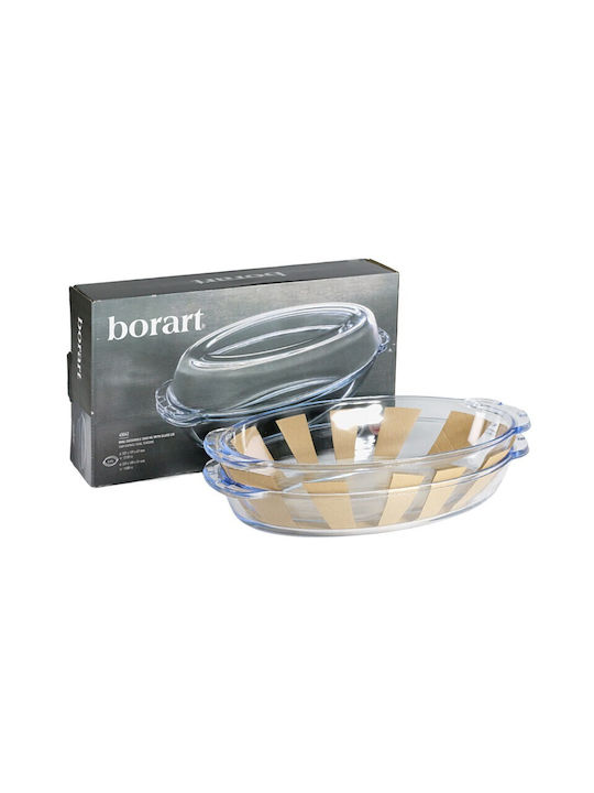 Viosarp Овални Огнеупорно Съд Стъкло с Капак 19x34x12см 1бр
