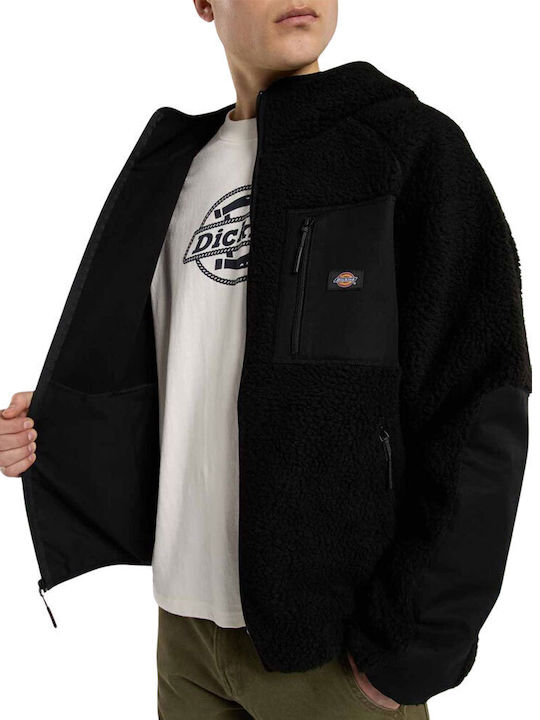 Central Ανδρική Ζακέτα Fleece με Κουκούλα Μαύρη