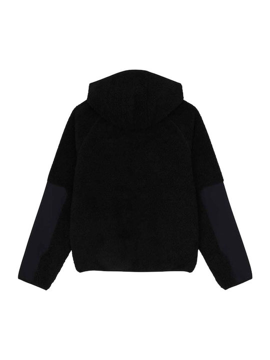 Central Ανδρική Ζακέτα Fleece με Κουκούλα Μαύρη