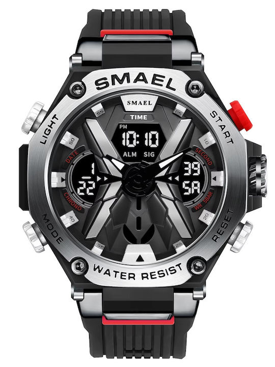 Smael Digital Men's Watch Battery with Turquoise Rubber Strap