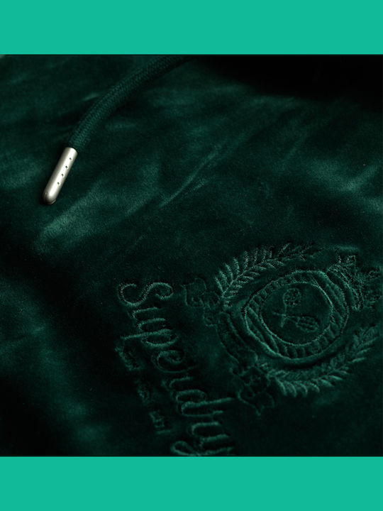Country Club Long Women's Sweatshirt Jacket Velvet Hooded Enamel Green