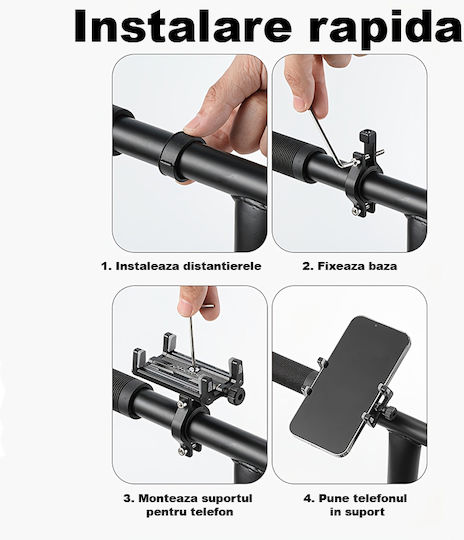 Fahrrad- und Motorrad-Handy-Halterung für Kick-Scooter Fixato Aluminium Schwarz