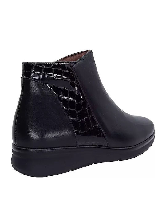 Leder Stiefeletten Damen Schwarz