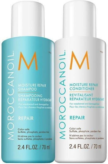 Moroccanoil Moisture Repair Travel Duo Hair Care Set Hydration for Damaged Hair with Shampoo & Conditioner 2 Pieces