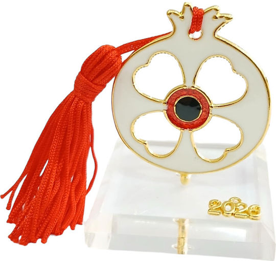 Kalliopi Silver Επιτραπέζιο Γούρι Ρόδι Λευκό από Πλεξιγκλάς 2026 5x7cm