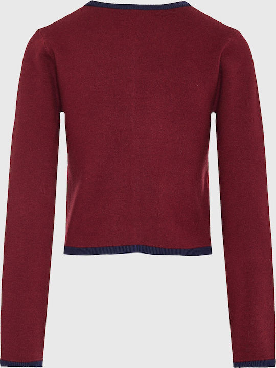 Women's Knitted Cardigan with Buttons Wine Red
