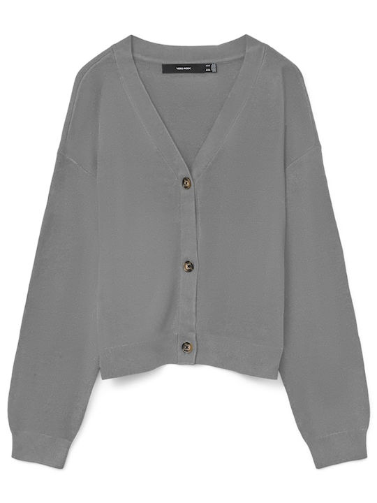 Κοντή Γυναικεία Πλεκτή Ζακέτα Medium Grey Melange