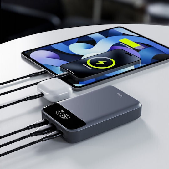Allity APB-200 Power Bank 19200mAh 130W mit USB-A Ausgangsanschluss und 2 USB-C Ausgangsanschlüssen Power Delivery / Schnellladung Grau