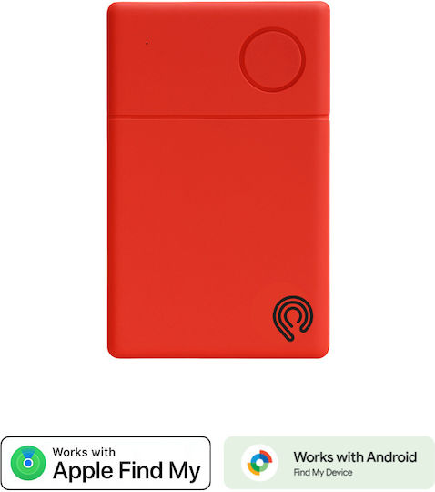 Hyperloq NeoCard Bluetooth Tracker Kompatibel mit Apple Find My Rote Wiederaufladbare Batterie