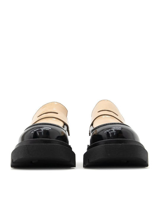 Leder Damen Loafers in Schwarz Farbe
