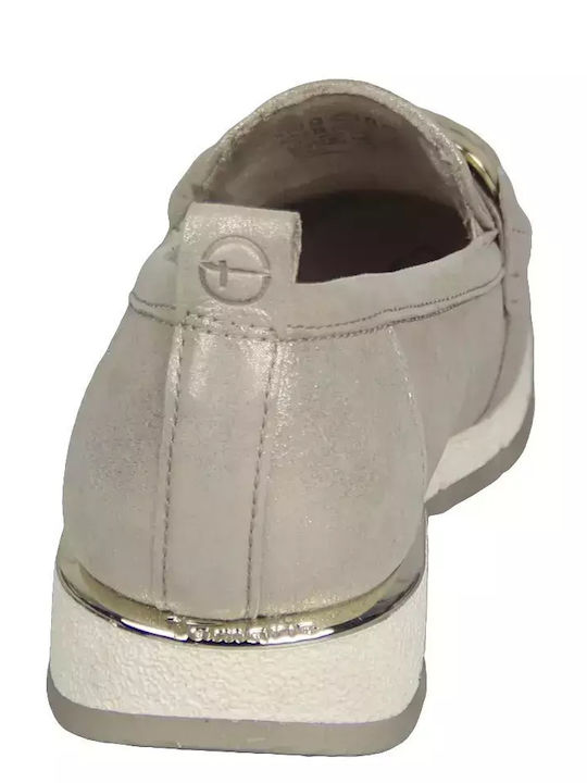 Leather Women's Moccasins in Gold Color