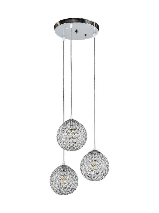 ARlight Hängelampe Silber mit Kristallen für Fassung E27 25cm.