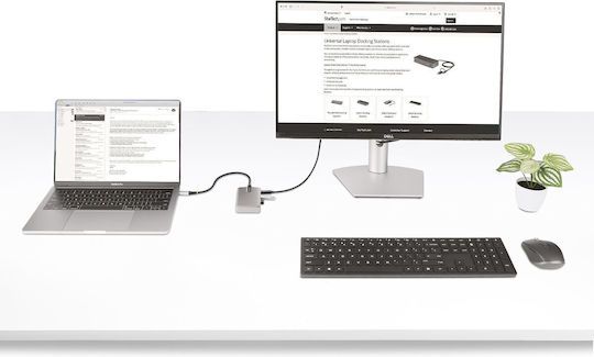 StarTech Hub 3 Θυρών USB 2.0 με σύνδεση USB-A / USB-C Γκρι