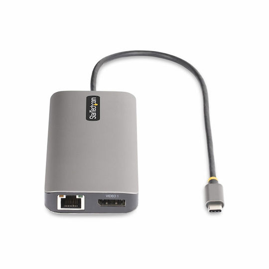 StarTech USB-C Docking Station με HDMI/DisplayPort 4K PD Ethernet και σύνδεση 3 Οθονών Ασημί (154B-USBC-MULTIPORT)