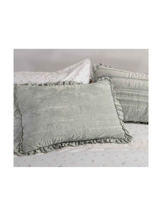 Nef-Nef Homeware Sirion Pillowcase Set with Envelope Cover Mint Grey 52x72cm.
