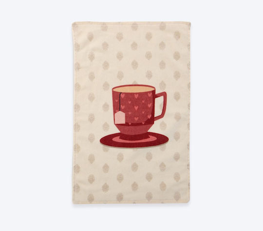 Nef-Nef Homeware Cup Of Tea Ποτηρόπανο σε Κόκκινο Χρώμα 40x60cm