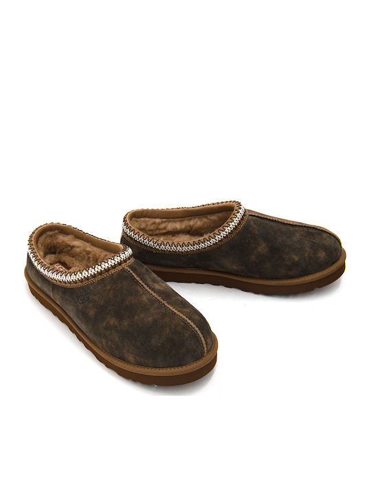 Tasman Men's Slippers with Fur Brown