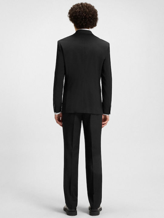 Winter Men's Suit with Slim Fit Black