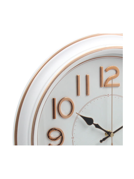 Keskor 87532-1 Plastic Wall Clock Diameter 35x5 With White Pink Gold