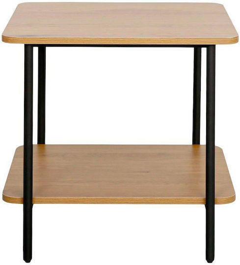 Fl2504 Wooden Bedside Table With Black Metal Legs 50x50x50cm 0016-225-059 Fl2504 Wooden Bedside Table With Black Metal Legs 50x50x50cm 0016-225-059