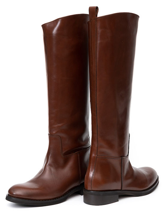 Leder Damenstiefel Tabac Braun