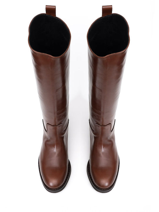 Leder Damenstiefel Tabac Braun