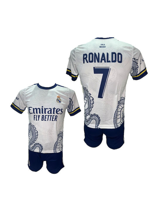 Kids Football Set Real Madrid Ronaldo White Blue Dragon 290825-13