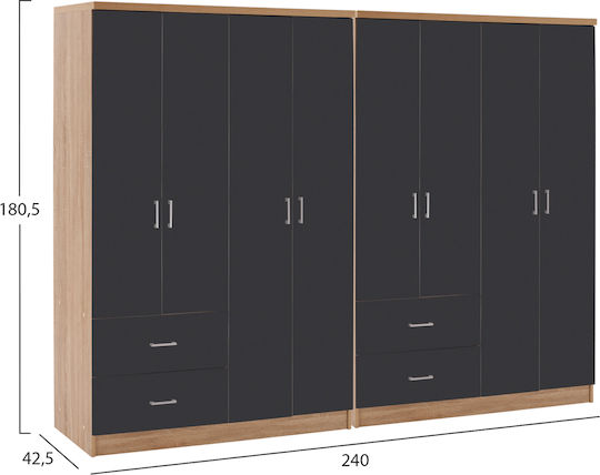 Briana Οκτάφυλλη Ντουλάπα 241x42.5x180.5cm Briana Οκτάφυλλη Ντουλάπα 241x42.5x180.5cm