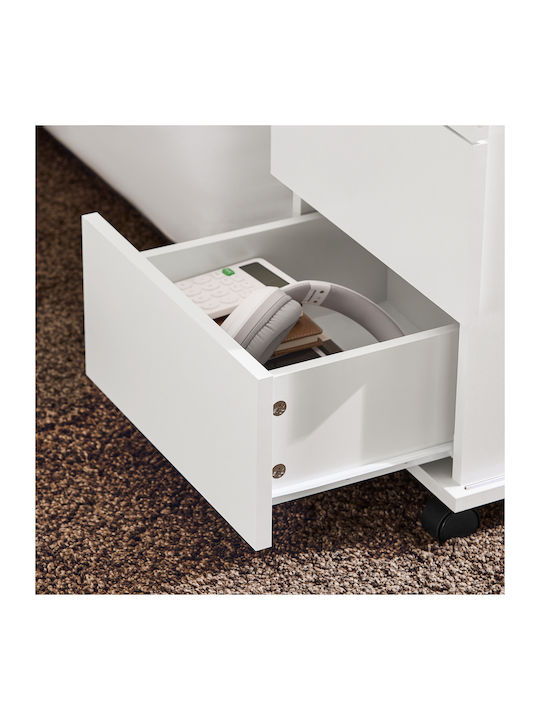 Rechteckig Beistelltisch Glas mit Rollen White B75xT35xH61cm