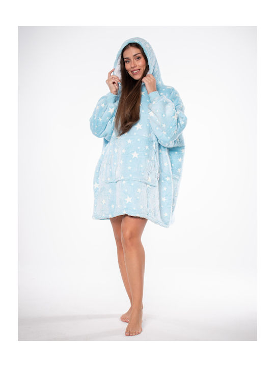 Kocobluza Κουβέρτα Sherpa με Μανίκια 80x84εκ. Blue